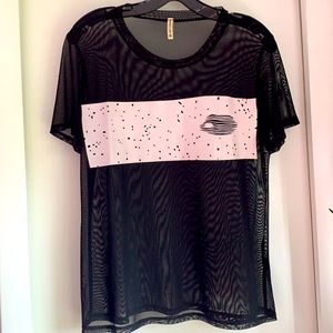 Emma & Sam reflective panel sheer mesh tee XS